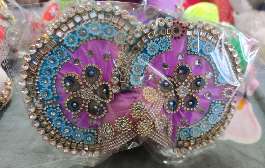 Beautiful Handmade Laddu Gopal Mukut – Purple & Blue with Peacock Design
